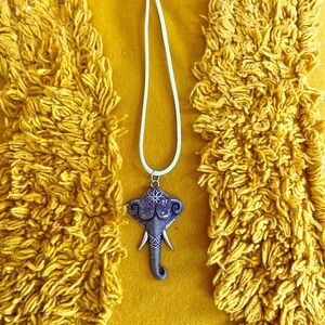 Hand Made Leather Rope “small Elephant” Necklace